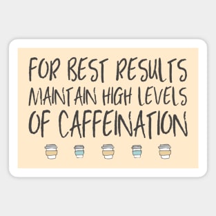 Coffee: For best results, maintain high levels of caffeination (dark text + coffee cups) Magnet